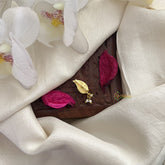 Vriksham Leaf Shape Jadau Kundan Nath-Red Green-Pearls-J3018